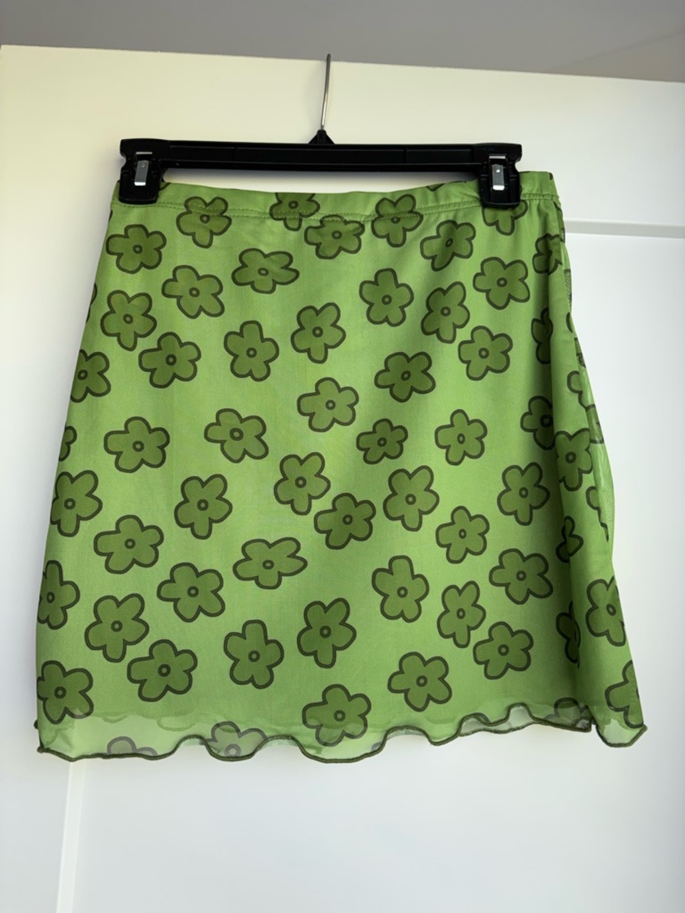 Green Flower Mini Skirt